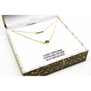 NEW in box Rachel Zoe double dainty cubic zirconia necklace